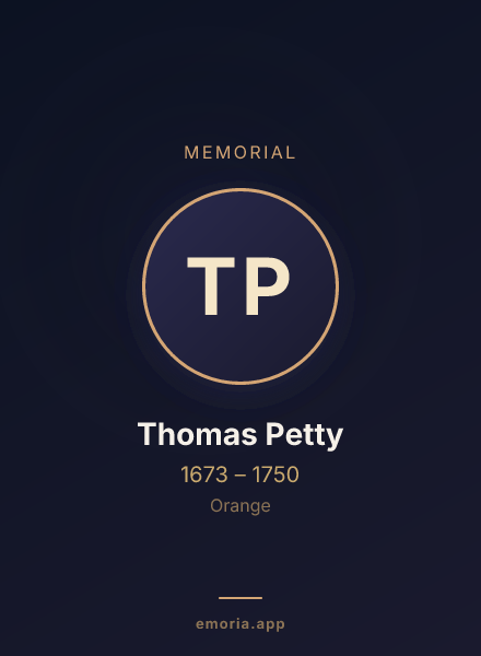 Memorial portrait of Thomas Petty