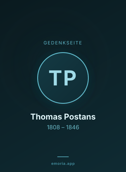 Gedenkportrait von Thomas Postans