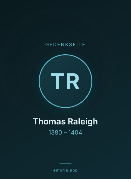 Gedenkportrait von Thomas Raleigh