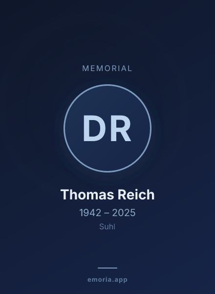 Memorial portrait of Dr. med. Thomas Reich