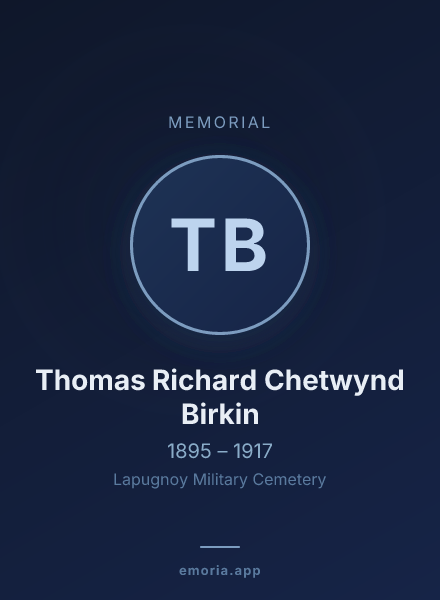 Memorial portrait of Thomas Richard Chetwynd Birkin