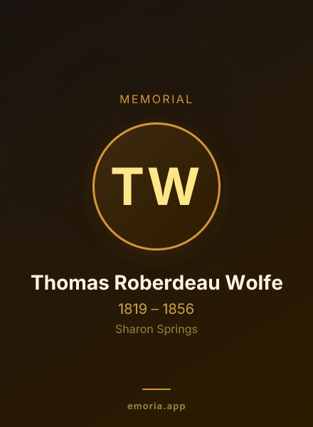 Memorial portrait of Thomas Roberdeau Wolfe