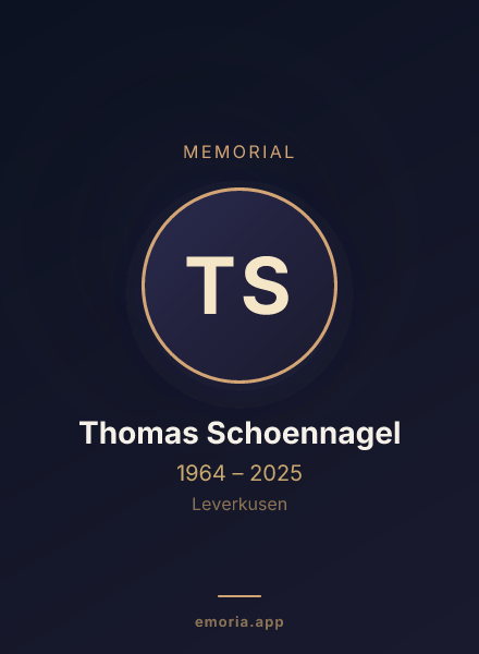 Memorial portrait of Thomas Schoennagel