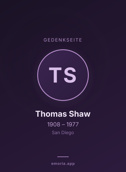 Gedenkportrait von Thomas Shaw