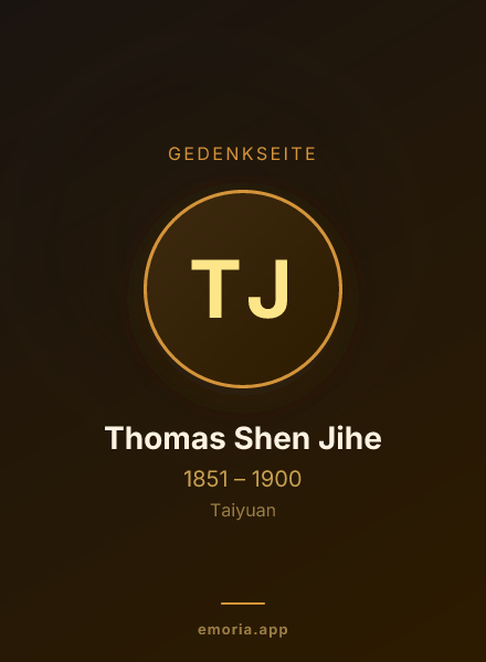Gedenkportrait von Thomas Shen Jihe