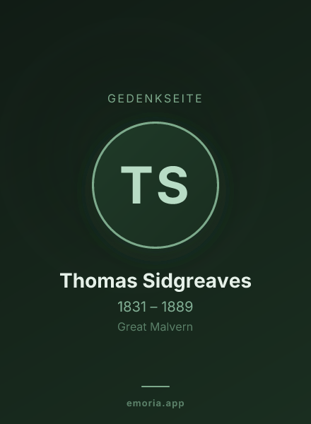 Gedenkportrait von Thomas Sidgreaves