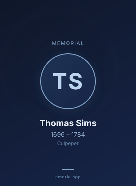 Memorial portrait of Thomas Sims