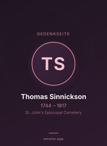 Gedenkportrait von Thomas Sinnickson