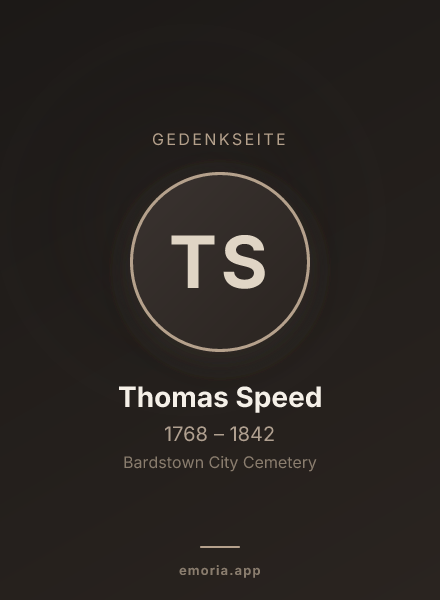Gedenkportrait von Thomas Speed
