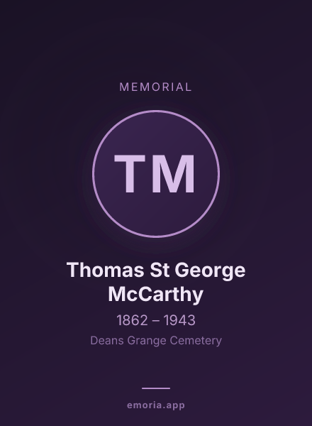 Memorial portrait of Thomas St George McCarthy