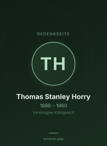 Gedenkportrait von Thomas Stanley Horry