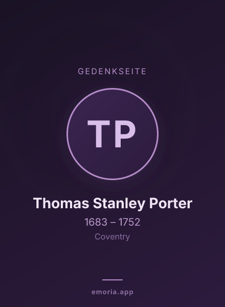 Gedenkportrait von Thomas Stanley Porter