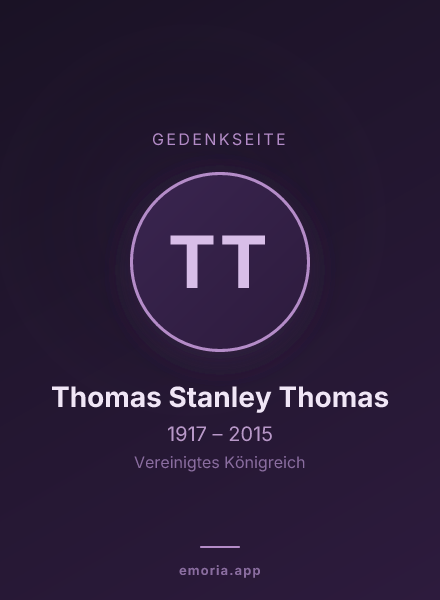 Gedenkportrait von Thomas Stanley Thomas