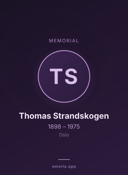 Memorial portrait of Thomas Strandskogen
