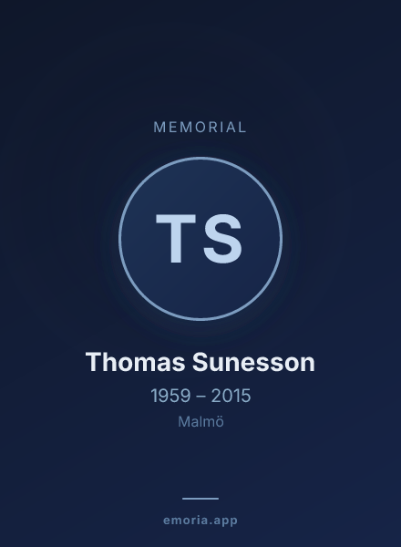 Memorial portrait of Thomas Sunesson