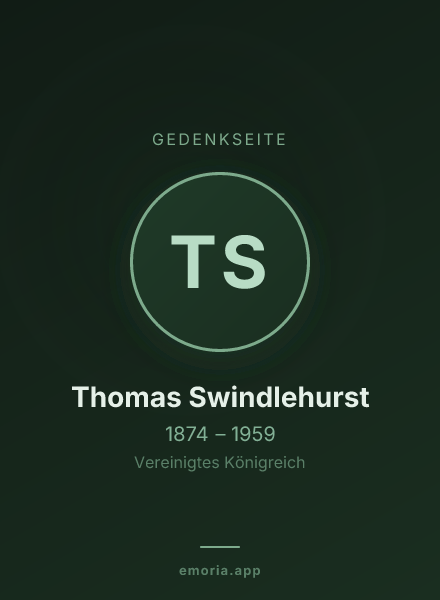 Gedenkportrait von Thomas Swindlehurst