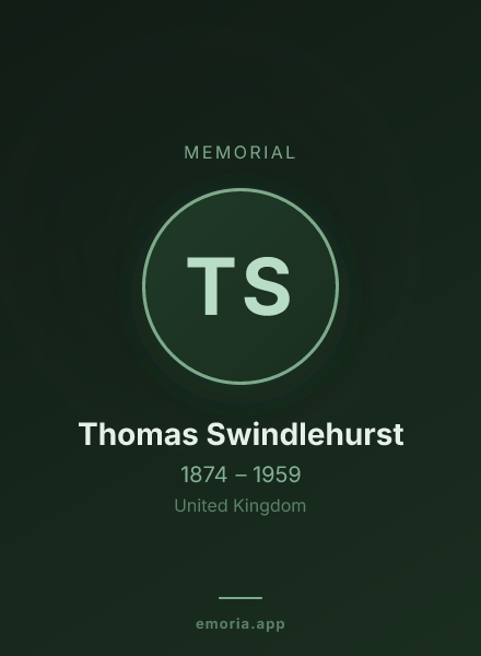 Memorial portrait of Thomas Swindlehurst