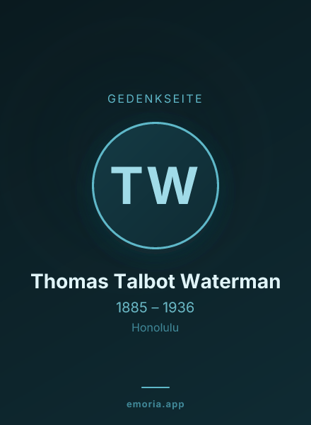 Gedenkportrait von Thomas Talbot Waterman