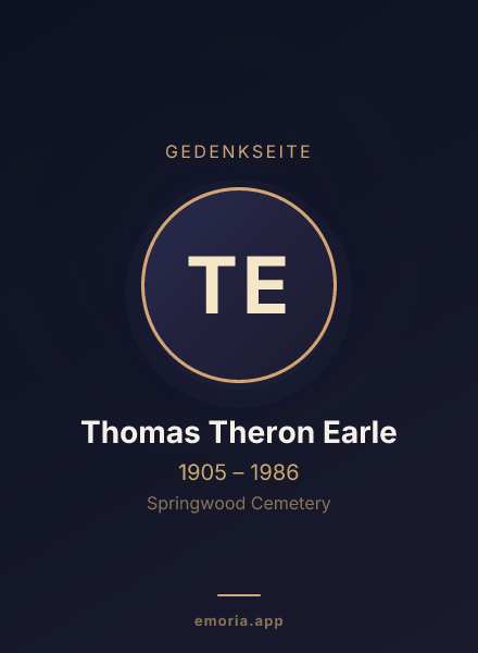 Gedenkportrait von Thomas Theron Earle