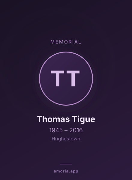 Memorial portrait of Thomas Tigue