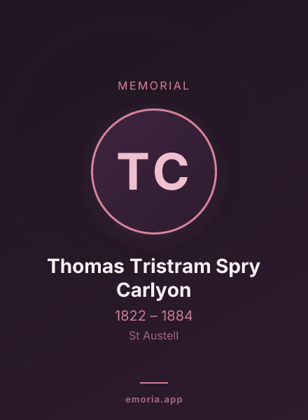 Memorial portrait of Thomas Tristram Spry Carlyon