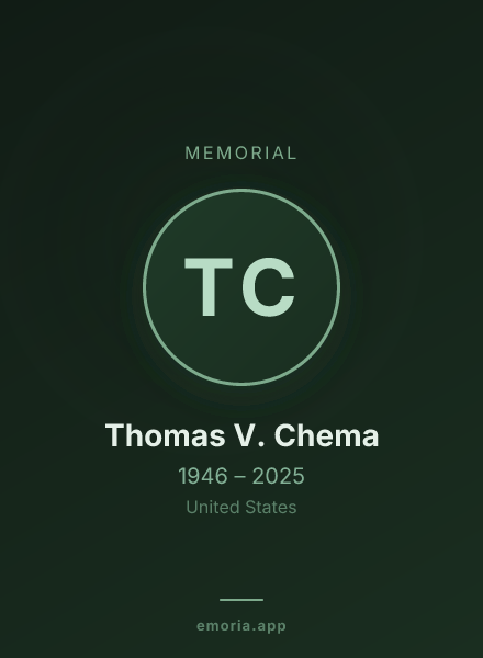 Memorial portrait of Thomas V. Chema