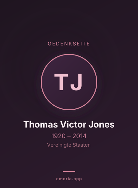 Gedenkportrait von Thomas Victor Jones