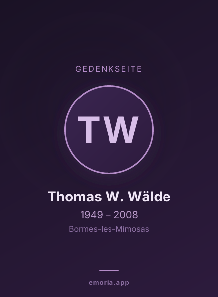 Gedenkportrait von Thomas W. Wälde