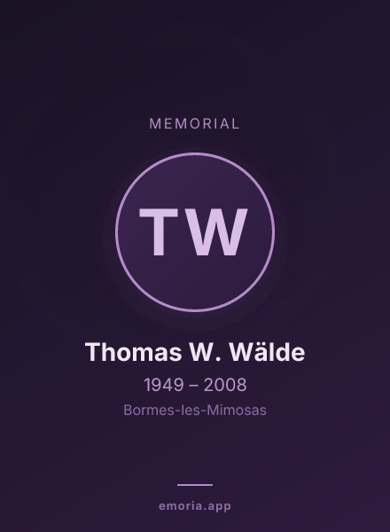 Memorial portrait of Thomas W. Wälde