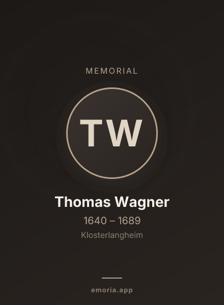 Memorial portrait of Thomas Wagner