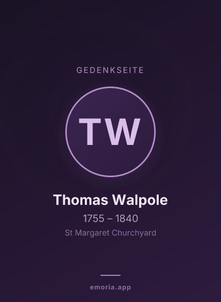 Gedenkportrait von Thomas Walpole