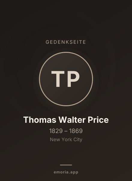 Gedenkportrait von Thomas Walter Price