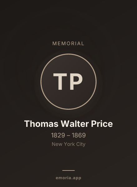 Memorial portrait of Thomas Walter Price