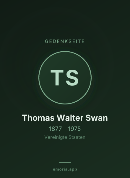 Gedenkportrait von Thomas Walter Swan
