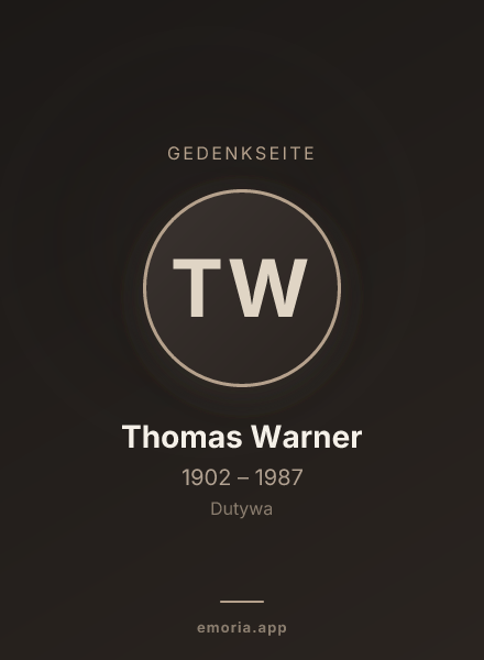 Gedenkportrait von Thomas Warner