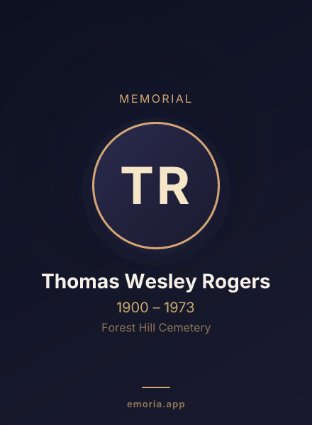Memorial portrait of Thomas Wesley Rogers