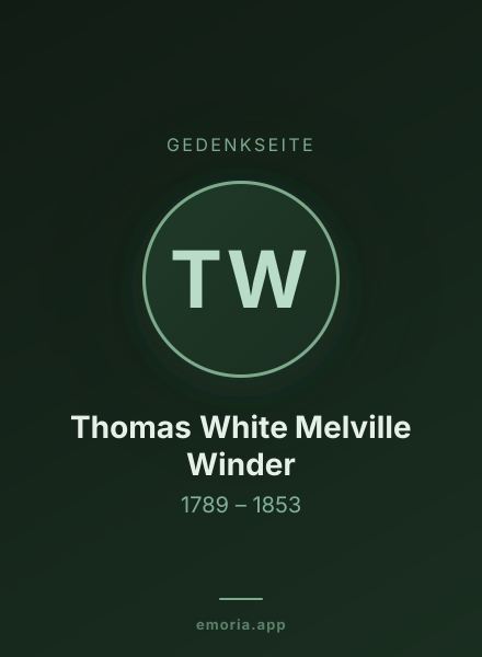 Gedenkportrait von Thomas White Melville Winder