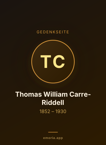 Gedenkportrait von Thomas William Carre-Riddell