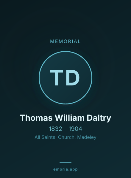 Memorial portrait of Thomas William Daltry