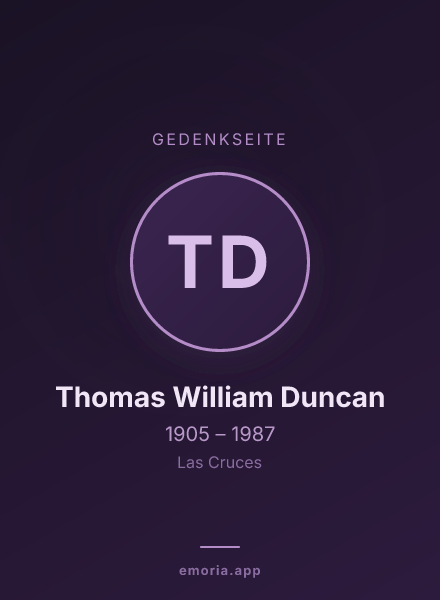 Gedenkportrait von Thomas William Duncan