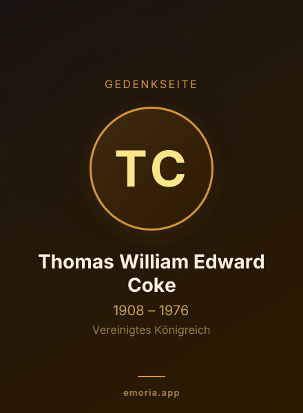 Gedenkportrait von Thomas William Edward Coke