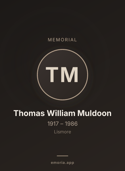Memorial portrait of Thomas William Muldoon