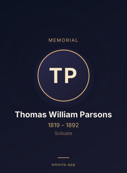 Memorial portrait of Thomas William Parsons