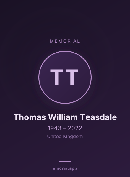 Memorial portrait of Thomas William Teasdale