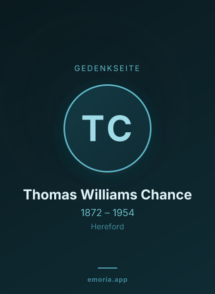 Gedenkportrait von Thomas Williams Chance