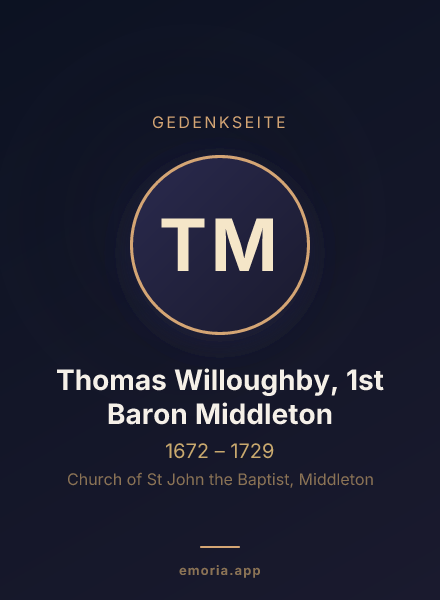 Gedenkportrait von Thomas Willoughby, 1st Baron Middleton