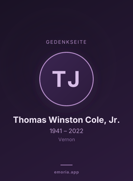 Gedenkportrait von Thomas Winston Cole, Jr.