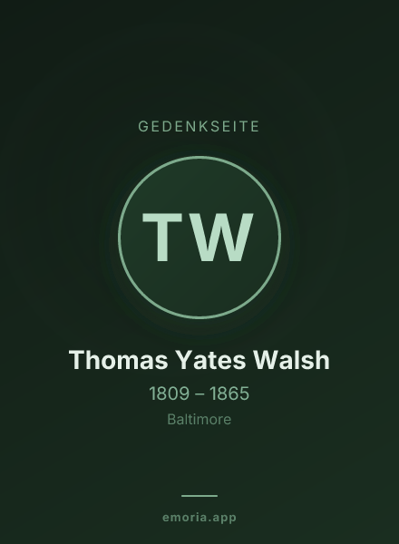 Gedenkportrait von Thomas Yates Walsh