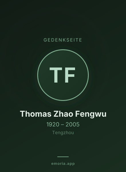 Gedenkportrait von Thomas Zhao Fengwu