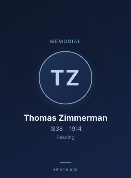 Memorial portrait of Thomas Zimmerman